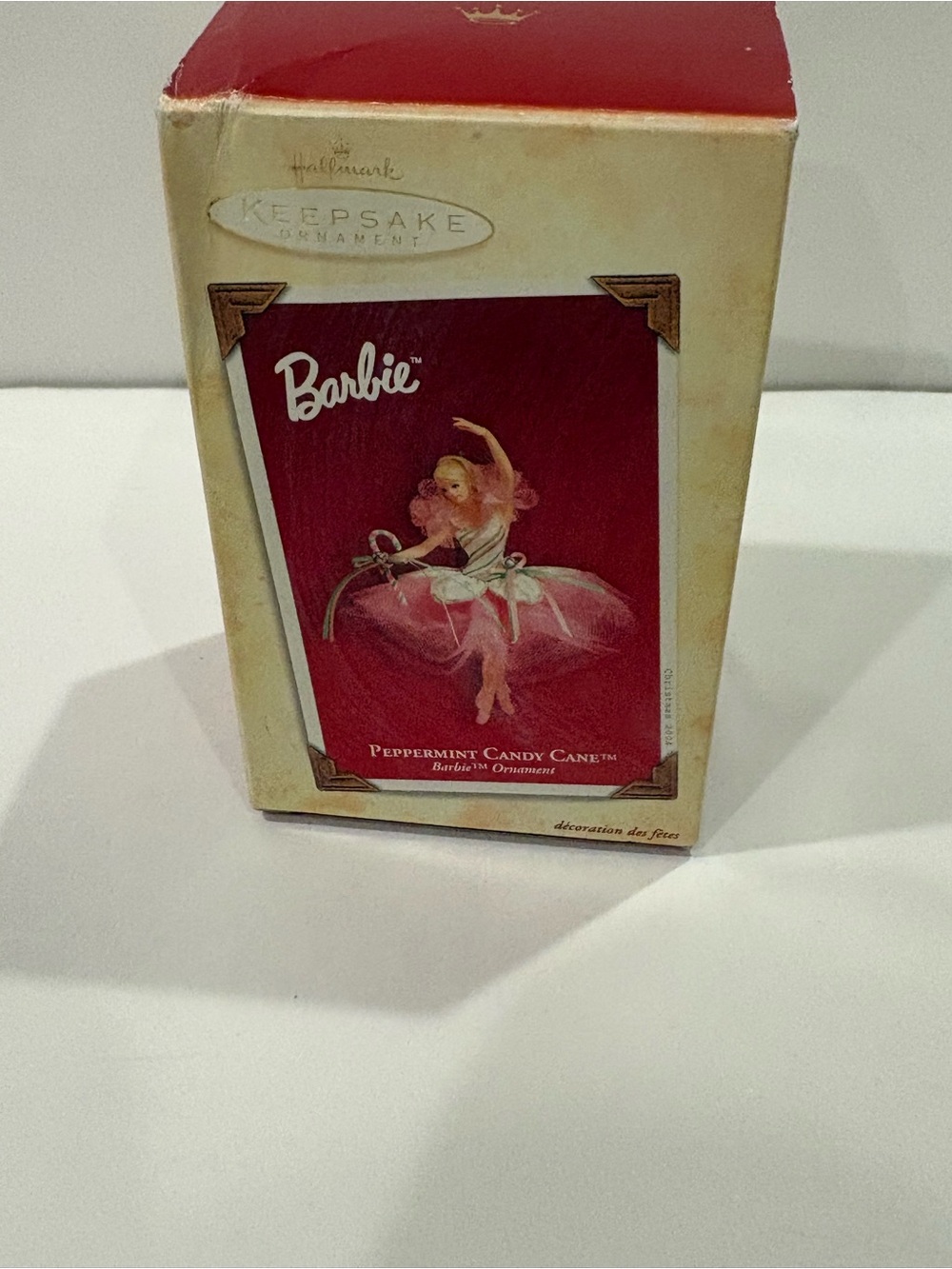 Mattel Barbie Peppermint Candy Cane Hallmark ornament in box